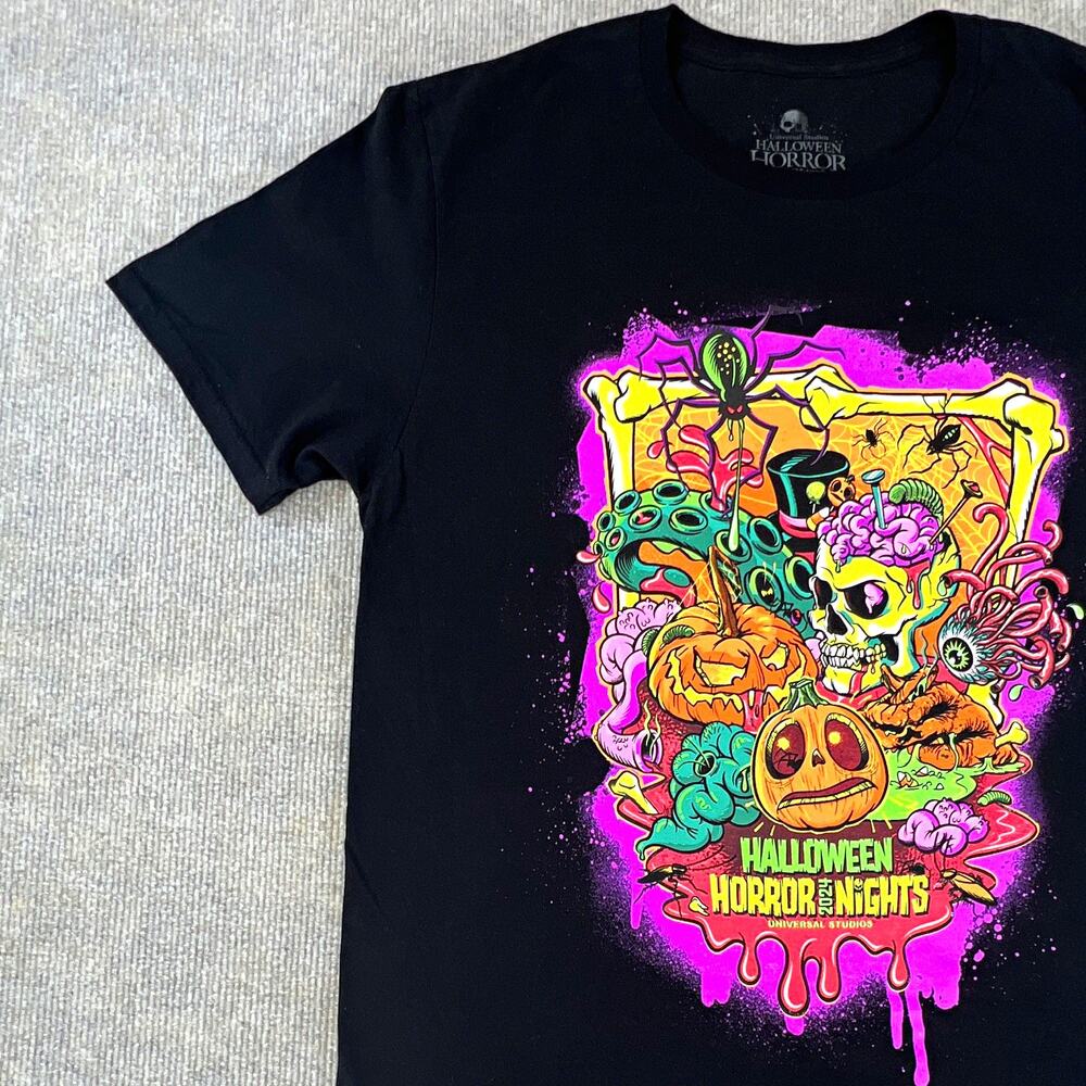 Universal Studios Halloween Horror Nights Men's L Black Cotton Crew Neck T-Shirt